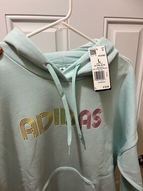 adidas halo mint pullover hoodie with multicolor chest logo